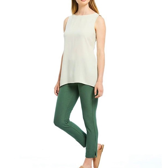 Eileen Fisher Silk Crepe Bateau Neck Tank - Picture 1 of 11